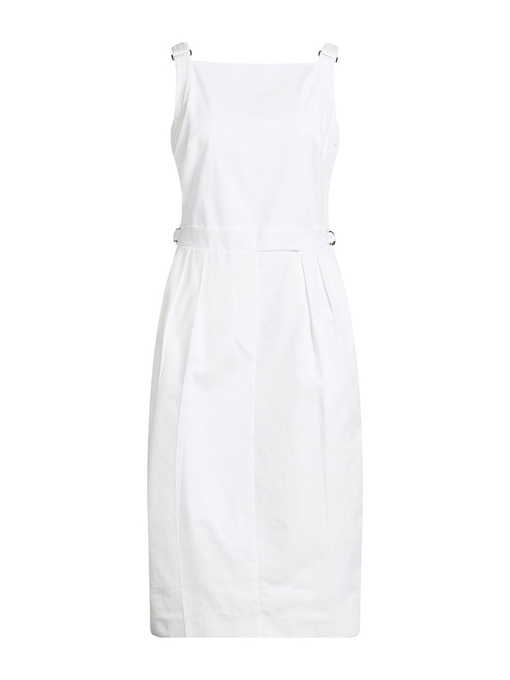 MaxMara White Pinafore 100% Cotton Midi Dress Size 8